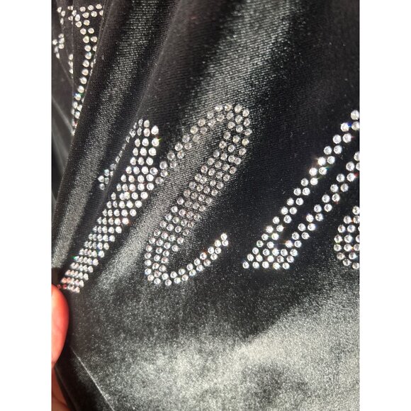 Victorias Secret PINK Black Velour Hoodie & Jogger Set W/Rhinestones Womens S - Picture 4 of 9